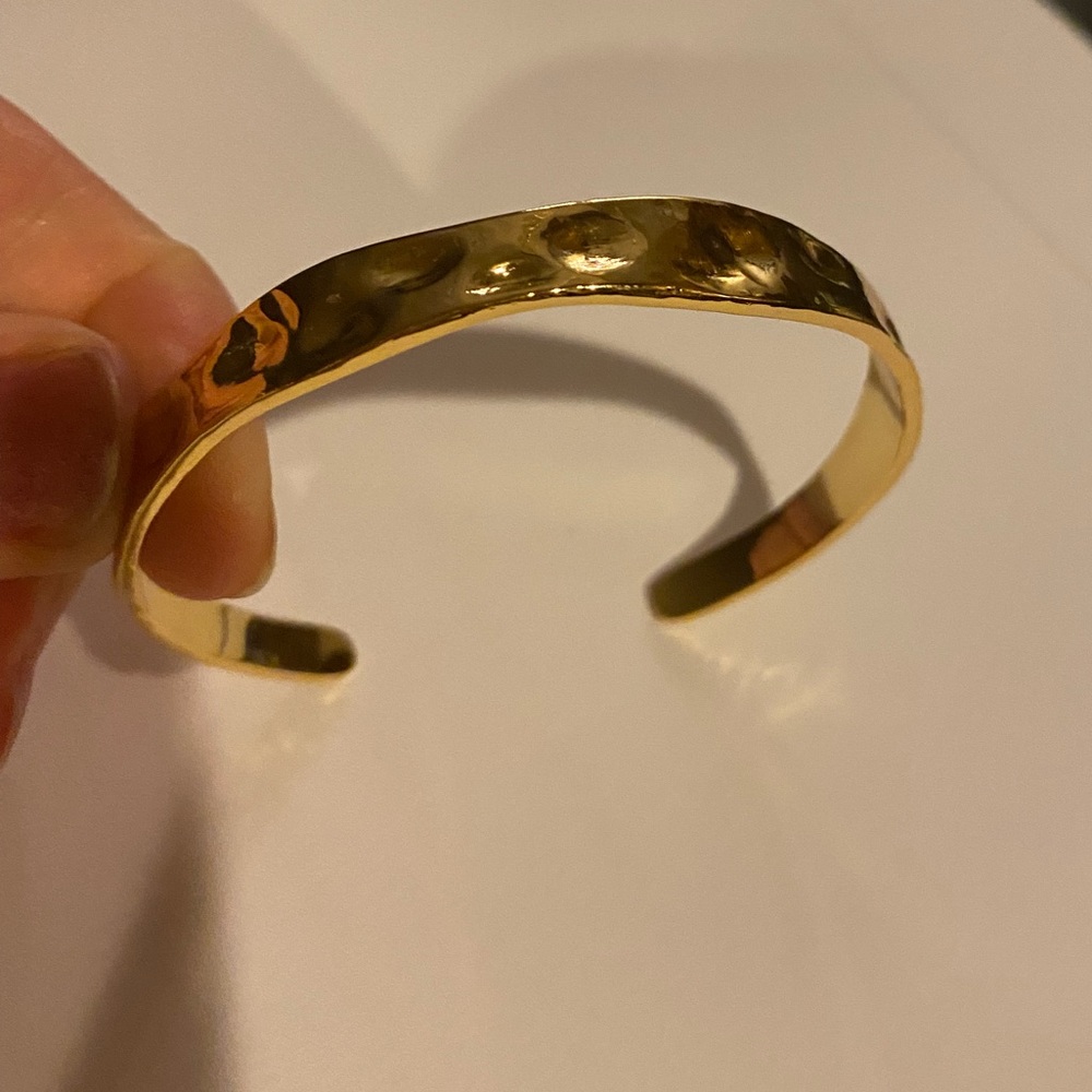 Anthropologie 18K gold plated hammered cuff bracelet
